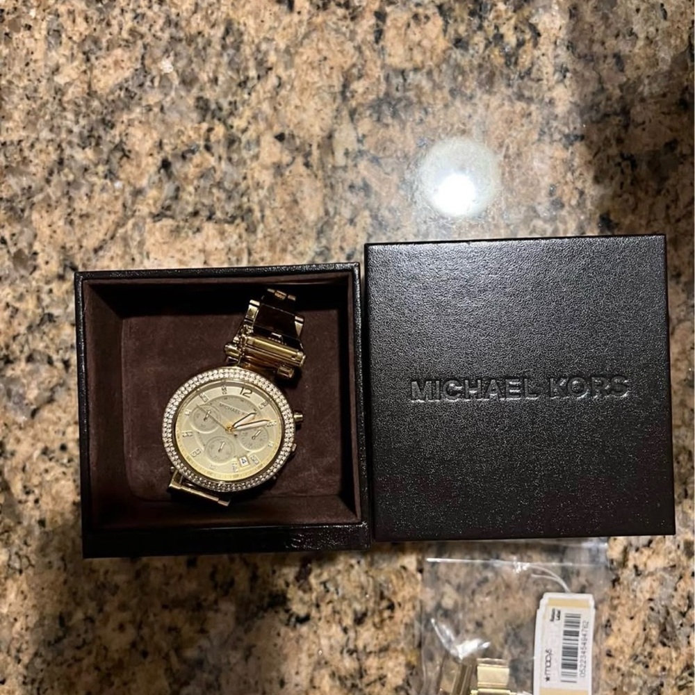 Michael Kors Gold-Tone Crystal Bezel Women’s Watch